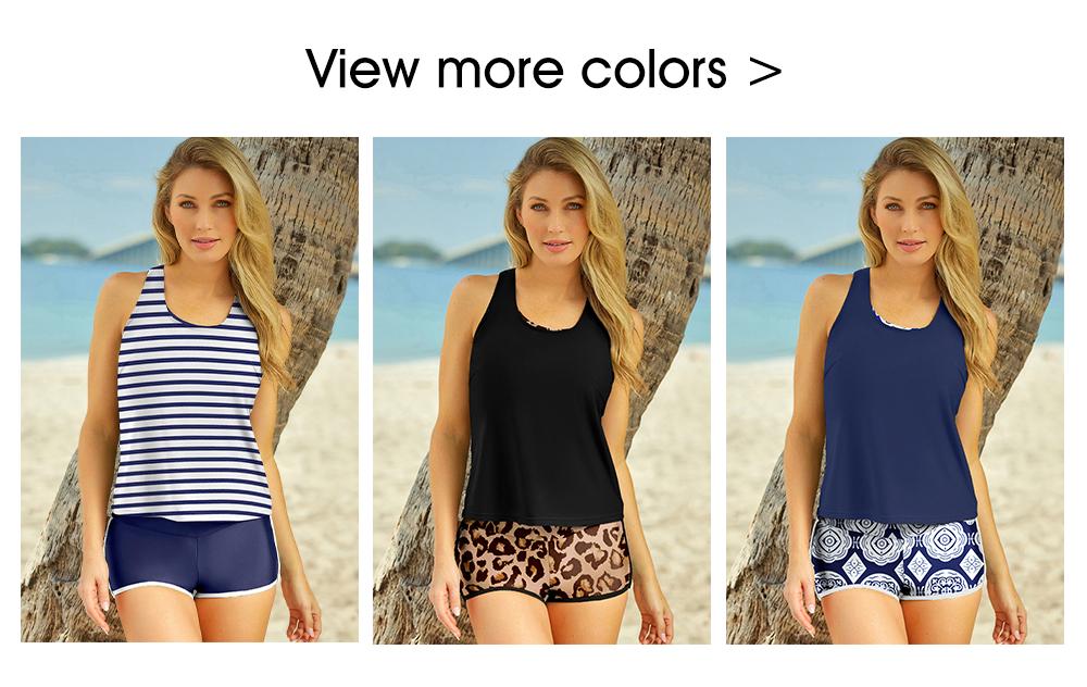 Aleumdr Womens Athletic 3 Piece Tankini Swimsuits with Shorts Swim Tops with Sports Bra and Boyshorts Bathing Suits Sport Swimming Clothing Beach SwimWeek Vacationoutfits Summerstyle