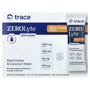 Trace ZEROLyte, Electrolytes & Coconut Water, Salty Orange, 30 Packets, 0.27 oz (7.6 g) Each
