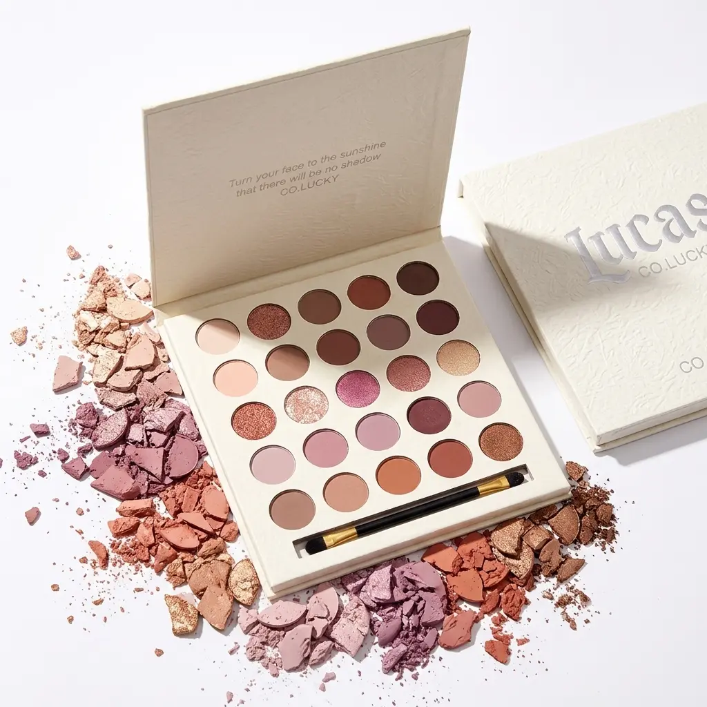 FairycoreMUGELEEN 25-Color Eyeshadow deep winter Palette - Matte & Shimmer Nude Neutrals, No Fallout & Long-Lasting | Includes Dual-Ended Makeup Brush | For Everyday & Festival Makeup | Beginner-Friendly Affordable Gift Set。