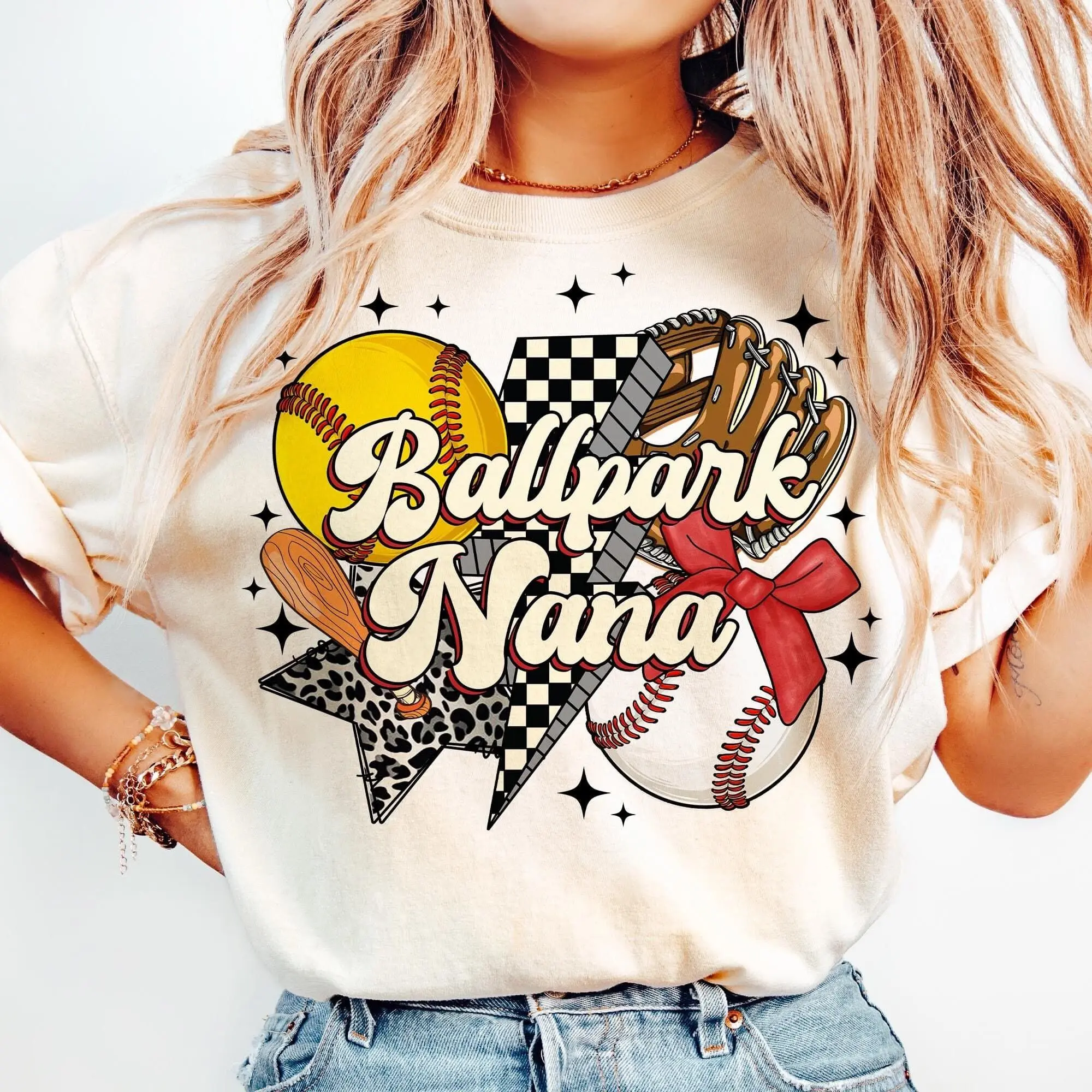 Softball Baseball Nana Ballpark Nana Retro Tshirt