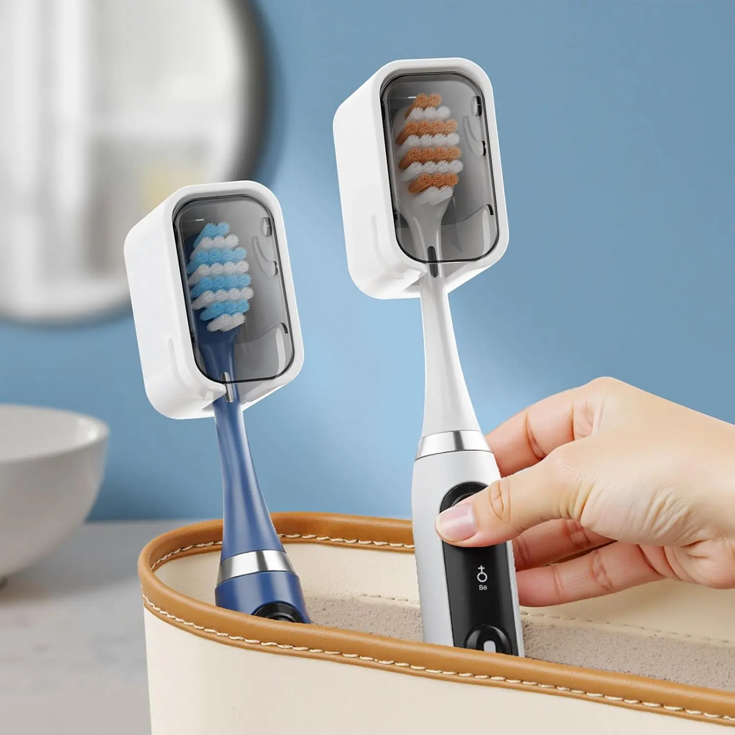 GONGQIN 2PCS Thickened Electric Toothbrush Protectors - Waterproof, Dustproof, Multifunctional, Space-Saving Modern Bathroom Accessory, Removable, Compact Storage, Portable for Travel Camping