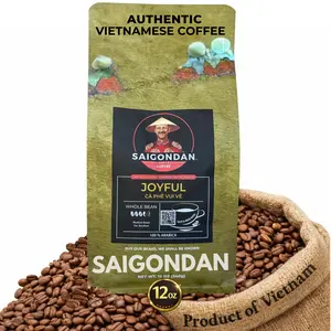 Joyful Whole Bean Coffee | Medium Roast | Vietnamese Single Origin | 100% Arabica Bourbon | Roasted in Small Batch | Direct Trade | With Notes of Orange Blossoms | No Preservatives | 12 Oz