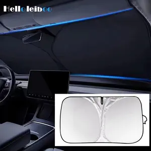 LEIBOO Car Windshield Sun Visor - Brand new titanium silver material, super heat insulation, foldable windshield sunshade, suitable for sedans, SUVs to shade the sun, keep your car always cool - Summer car Accessories!