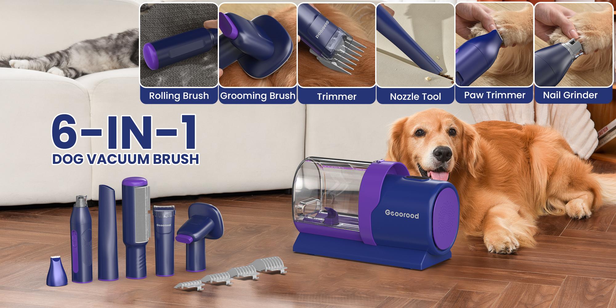 【Geoorood】 Geoorood Dog Grooming All-in-One Kit with Vacuum Brush 2.5L Large Pog, Stainless Steel Blades Lightweight Design 13KPa Suction Force Portable Cleaning Set #February Stock Up