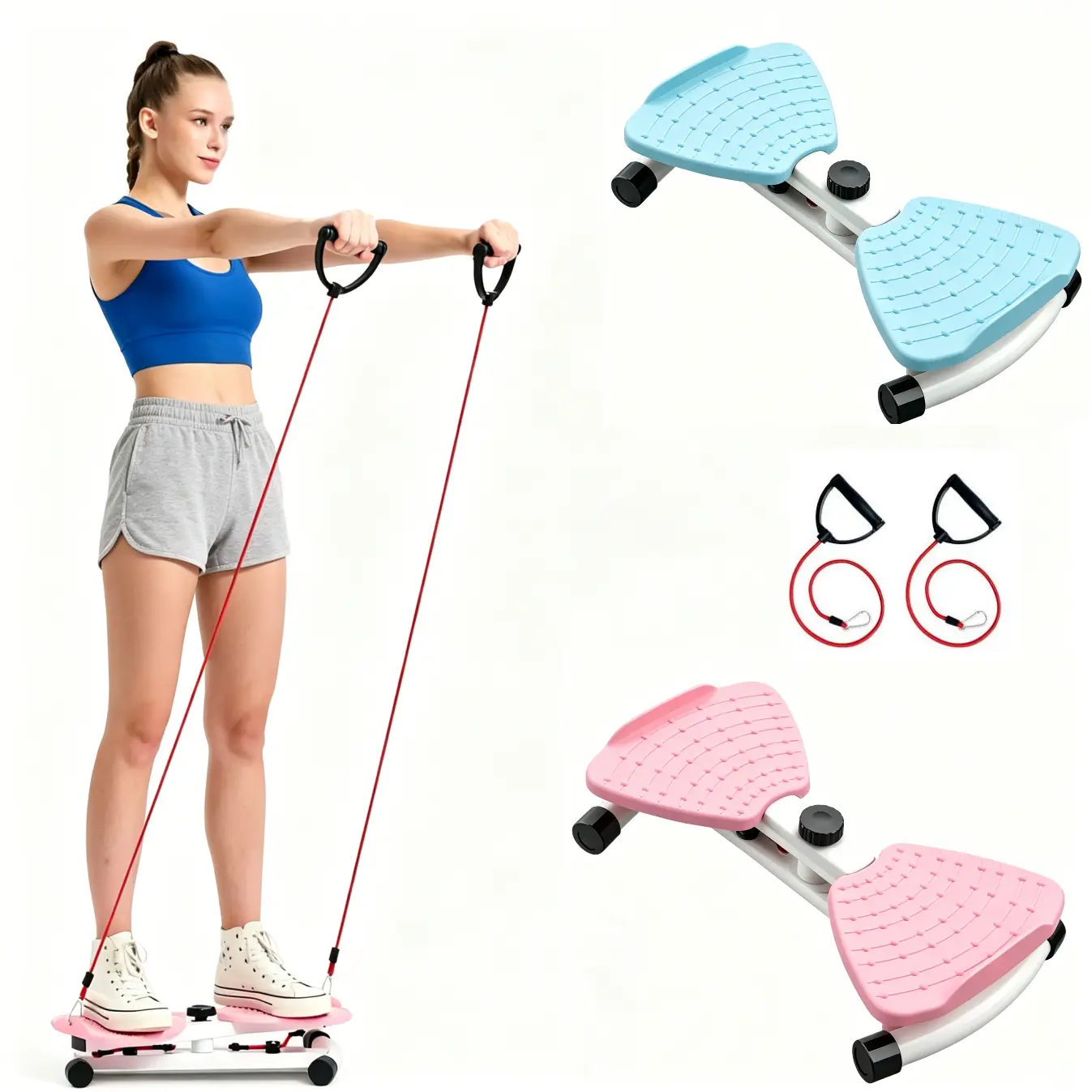 Home Fitness Waist Twister Board with Pull Resistance Ropes - Portable Board for Home Gym, Core & Waist Training, Abs Exercise Equipment for Fitness Beginners, Workout Equipment, Home Workout Gear