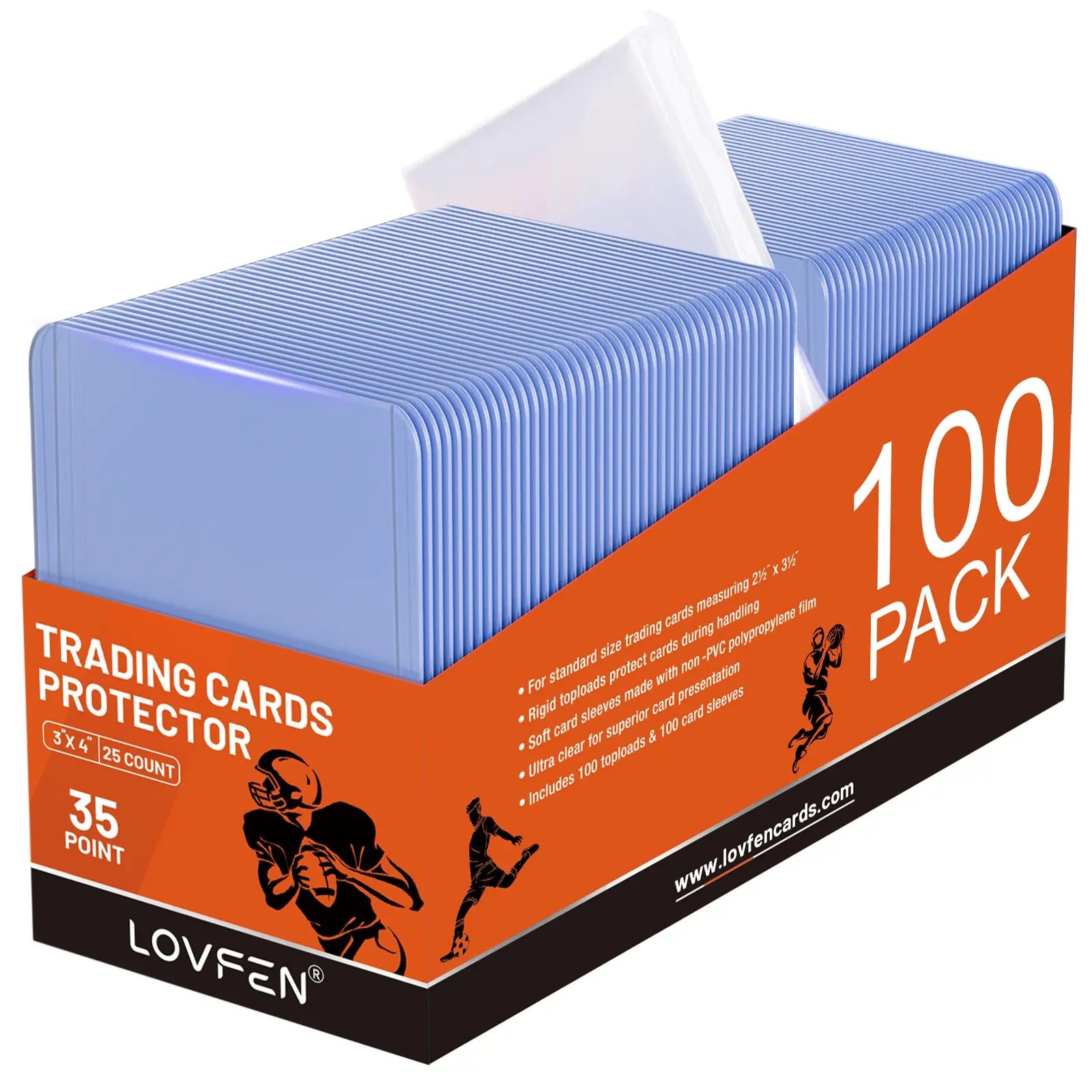 LOVFEN  Top Loads Card Sleeves Kits For 3" X 4" Trading Cards, Baseball Card Protectors, Trading Card Sleeves Hard Plastic Fit For Baseball, Football Cards (Top Loads + Soft Sleeves) Easter Gift