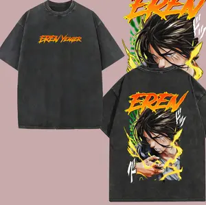 ( COLLECTION ) Eren Yeager Titan Form Tee | Attack on Titan Anime Back Print T-Shirt | Vintage Washed Boxy Fit Tee | Heavyweight Cotton Anime Streetwear | Oversized Drop Shoulder | Dark Anime Core Unisex Shirt