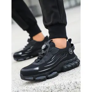 Unisex Anti Smash Safety Shoes Steel Toe Caps Anti Slip Breathable Industrial Construction Sport Rotatory Lace Free Casual Hiking Work Boots 2026