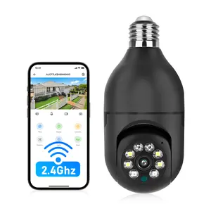 2K WiFi Light Bulb Security Camera Wireless Outdoor 3MP HD Night Vision Auto Tracking AI Human Detection 2.4 GHz Wi-Fi Easy Install