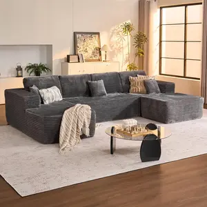 ModMood big comfy couch U Shaped Cloud Sectional Couch - Modular Sectional Sofa Couches for Living Room,Oversized Deep Seat Lounge Sofas with Comfy Chaise,Modern Fluffy Foam Sleeper Corner Couch parasala U-Shaped Velvet L-Sofa Set