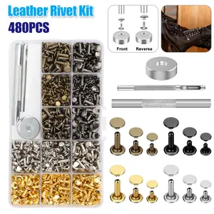 480Pcs DIY Leather Sewing Tool Kit – Leather and   Fabric  Craft Tool,3 Sizes Garment Rivet for Shoes Repair,hole punch,Handicraft Accessories, Belt hole puncher