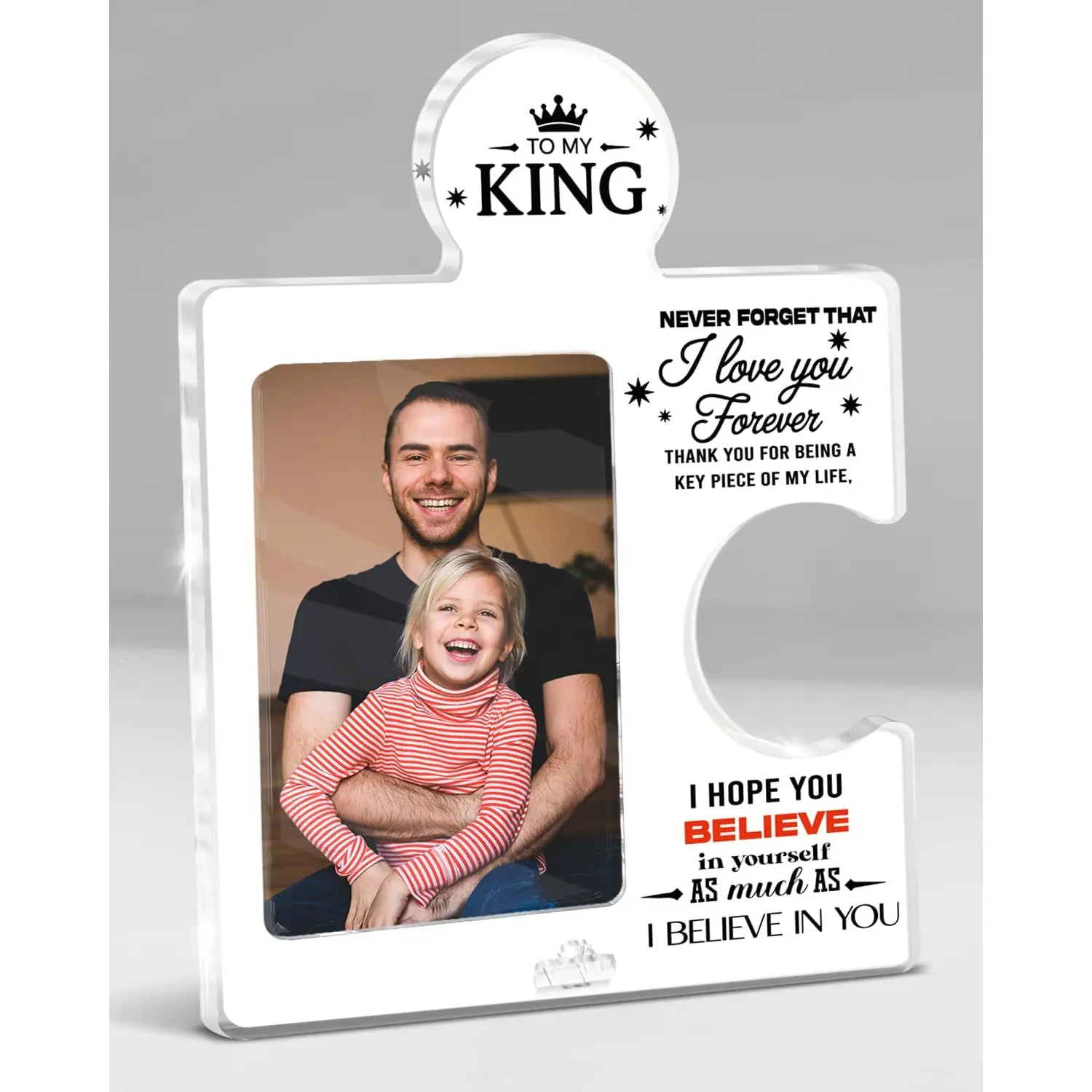 Romantic Couple Picture Frame Displays 4x6 Photo, Engagement Anniversary Wedding Photo Frame for Couples, To My King Love Gifts for Boyfriend Husband Him