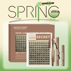Secret | MaxComfi Ghost Lashes Vibe but Better Long-Lasting, Waterproof & Super Soft & Thin Band Too |  Waterproof Long-Lasting Natural Daily Volume Style Beginner-Friendly DIY Lashes for Flawless Voluminous Look Trendy Must-Have Clusters
