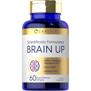 Carlyle Brain Up Supplement | 60 Softgels | with L-Theanine, Bacopa & B-12 | Non-GMO, Gluten Free