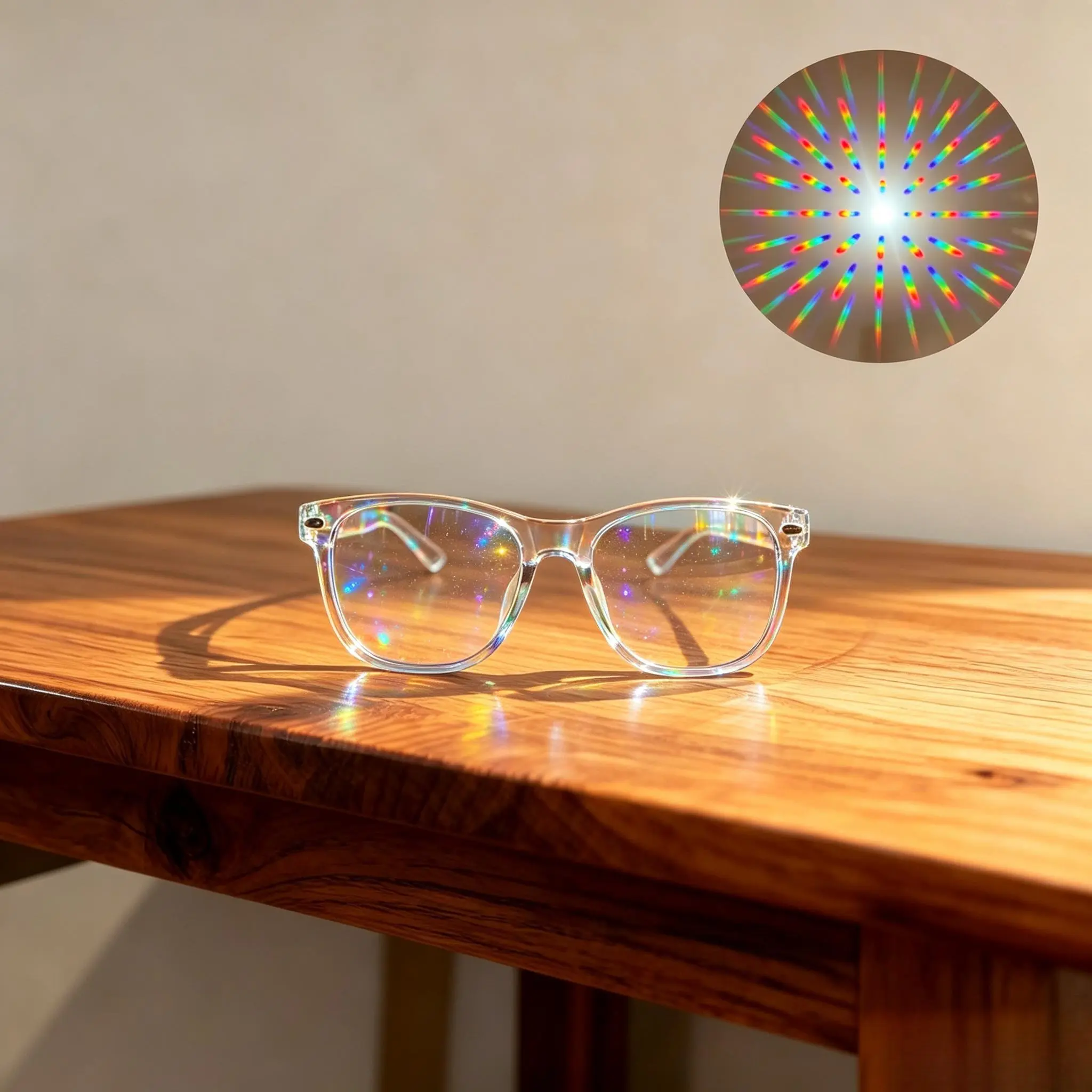 Clear Frame Diffraction Glasses with Rainbow Prism Effect - Rave Festival EDM Concert Sunglasses, Festive Party Supplies Accessories halloween gift  basket boo