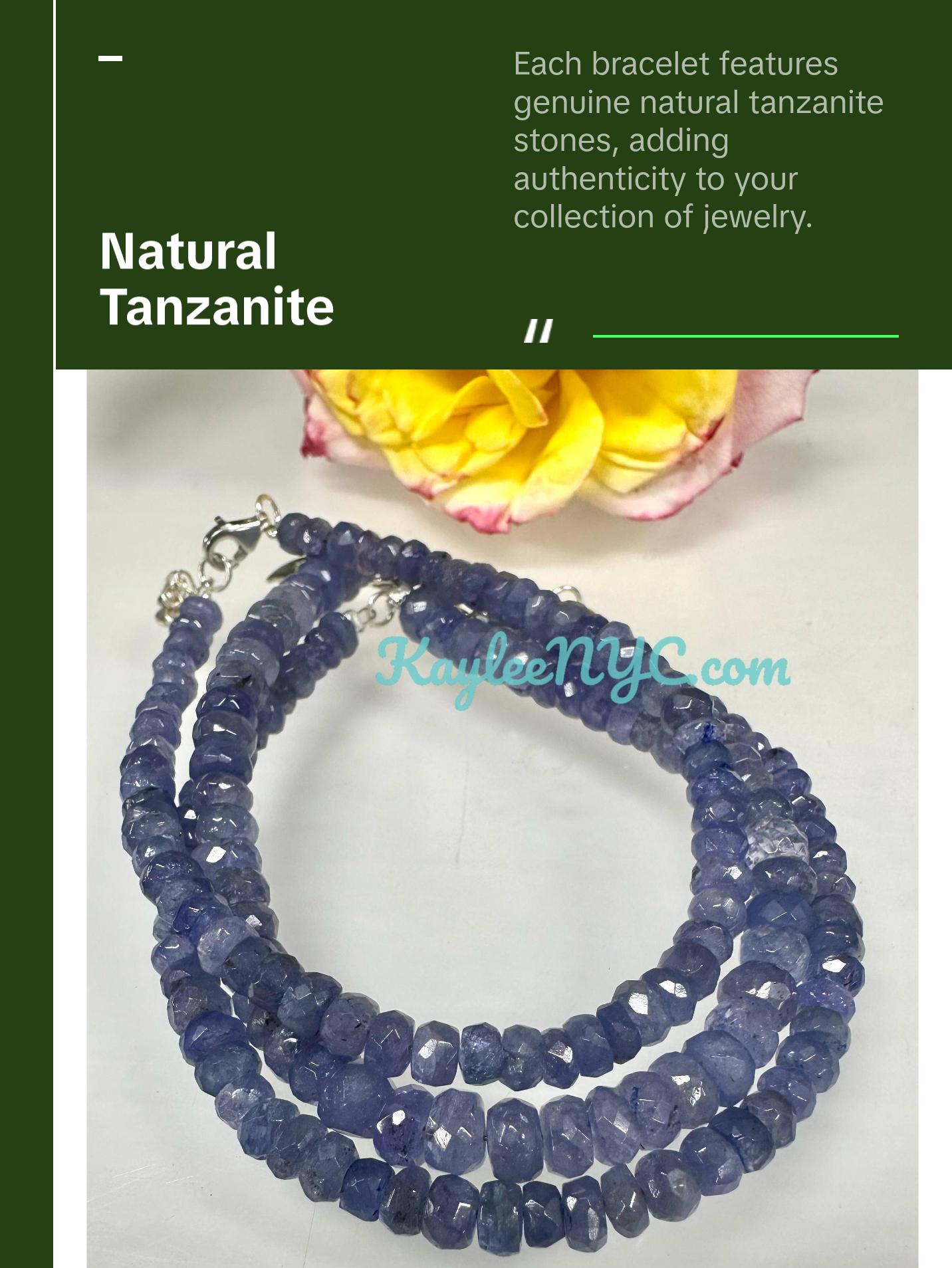 Wholesale 3 Pcs Natural Tanzanite Bracelet with 925 Sterling Silver Clasp 3.5-5mm