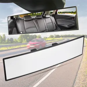 Universal 11.81 Inch Panoramic Convex Real View Mirror for Car SUV Trucks Reversible Passengers High-Quality Glass Anti-Fall Design Easy Install Rearview Mirror