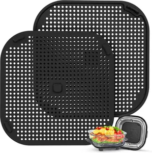 2 PCS Silicon Splatter Shield for Ninja Crispi Air Fryer Heat-Resistant Splash Guard,for Ninja Crispi Accessories,Crisp Containers,Crispy Replacement Parts Protects Kitchen from Oil– Black
