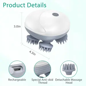 Handheld Cat Massager, Electric Scalp Massager, 4 Massage Heads, Scalp and Back Scratcher Relieving Tight Stiffness Muscles, Promote Bonding White Friend