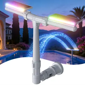 Solar Pool Fountain with Lights - Above/Inground Pool Fountain Lights with Remote Control, Adjustable Sprinkler Fountain with Dual Spray Heads, Auto Light Sensing, Pool Outdoor Water