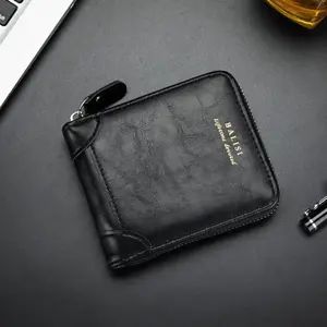2025 New Men's Wallet PU Leather Purse Zipper Retro Style Short Wallets Men Card Holders Coin Storage Money Bag