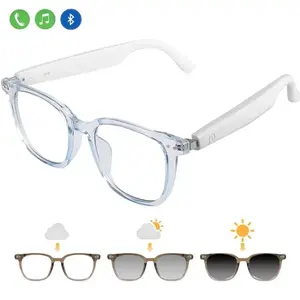 Smart Bluetooth Glasses with Auto-Tinting Polarized Lenses, Built-in Speakers & Mic, Blue Light Blocking