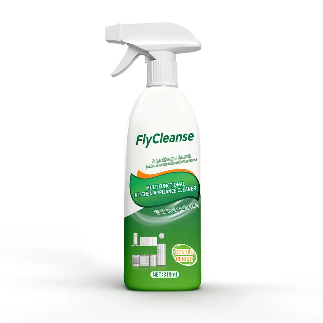 FlyCleanse Natural Enzyme Formula Kitchen Cleaning Spray - Fast-Acting Household Grease & Mold Remover Liquid, for Kitchen Stoves & Range Hoods, 318 ml Bottle, Stain Remover Spray, Interior Cleaner backtoschool