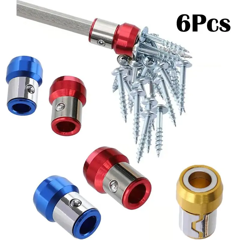 6PCS Magnetic Ring Screwdriver Set, Universal 1/4 Inch Hex Bit Magnetizer, Removable Magnetic Ring for Electric Drill & Screwdriver Bits, Strong Magnetization Tool AccessoriesPower Tools-10