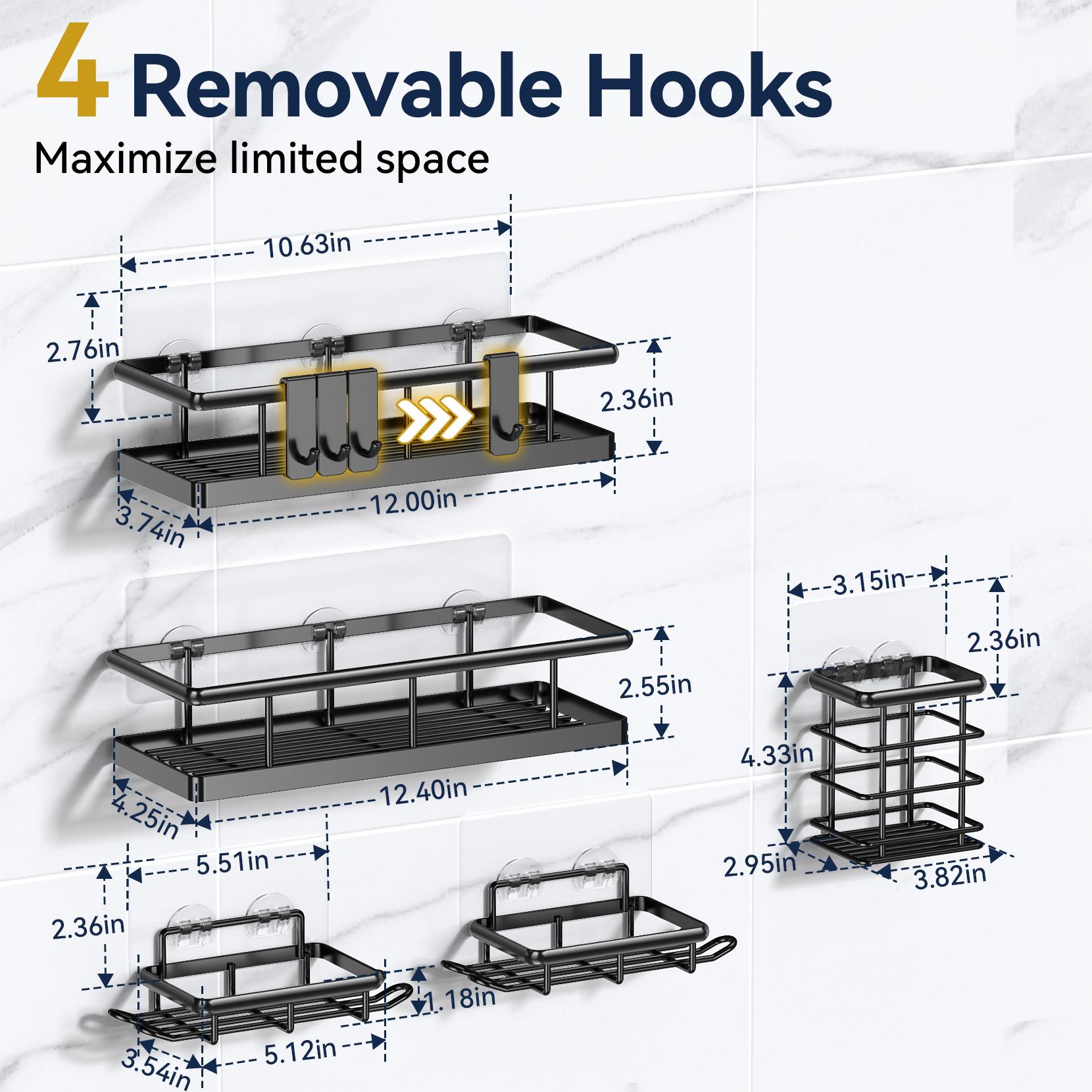 No Drill Shower Caddy | Rustproof Adhesive Bathroom Organizer with Soap Holder Perfect for Bathroom, Kitchen & Home Storage No Drill Shower Caddy | Rustproof Adhesive Bathroom Organizer with Soap Holder Perfect for Bathroom, Kitchen & Home Storage