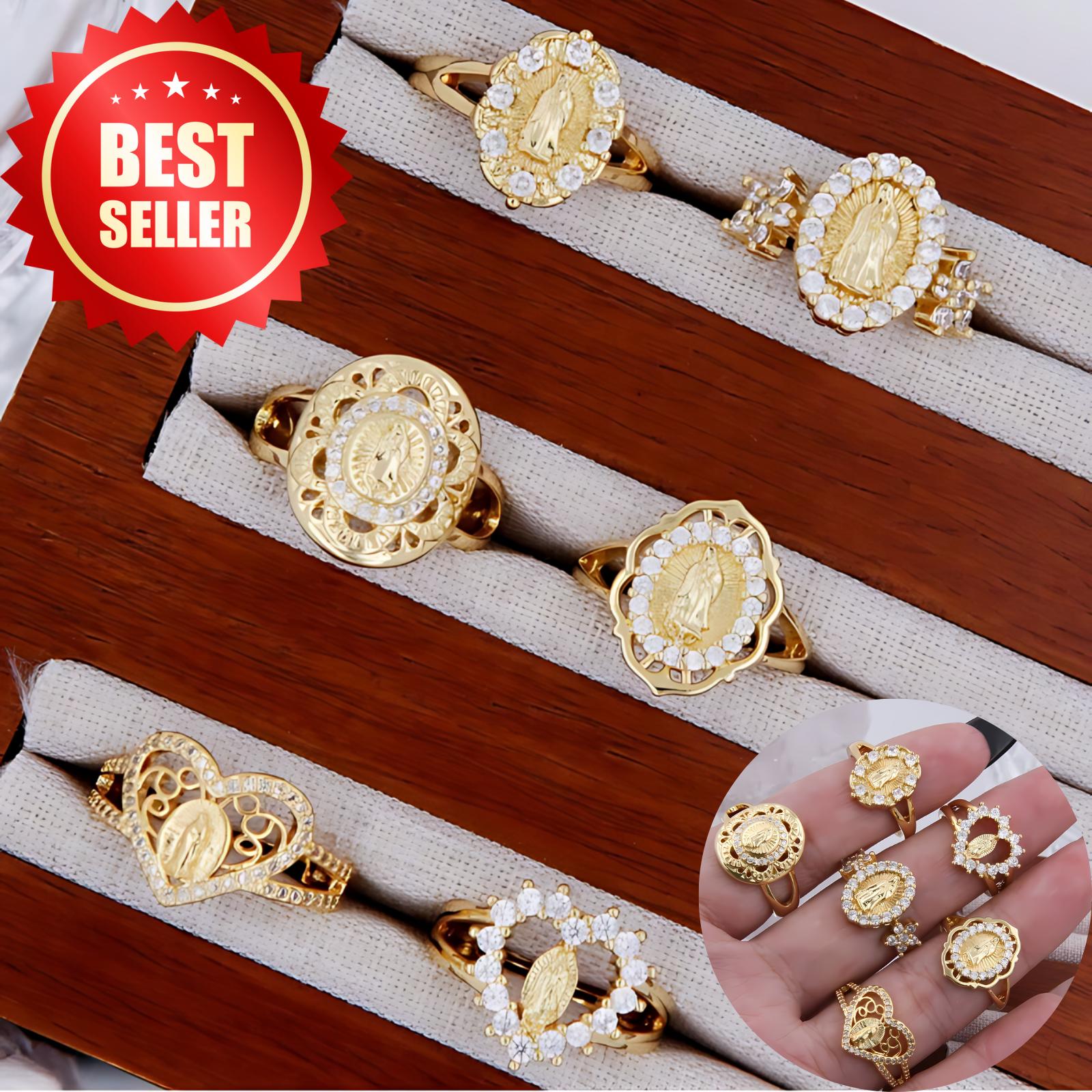 14k gold ring with Virgin Mary in many designs, suitable for women to wear every day, simple and elegant