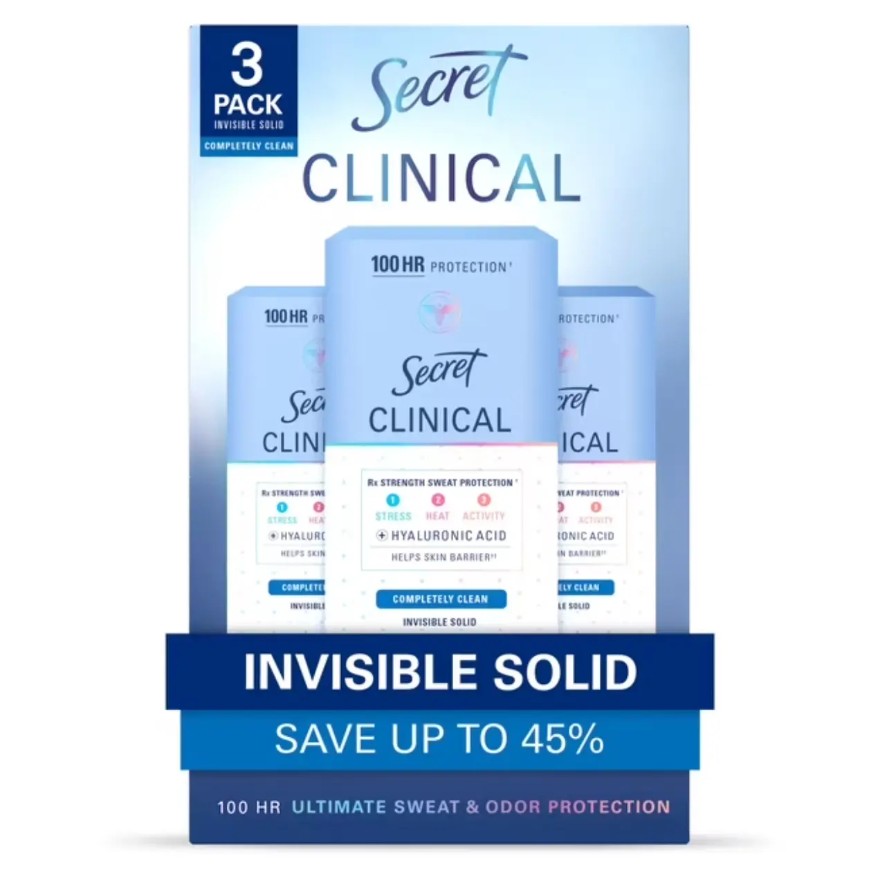 Secret Clinical Strength Invisible Solid Antiperspirant Deodorant 1.6 oz 3 pk