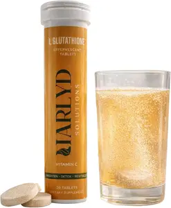 HARLYD SOLUTIONS L-Glutathione Effervescent Tablets with Vitamin C - Antioxidants Supplement for Clear, Glowing Skin, Vitamins Wellness Formula for Beauty & Skin Care Orange Flavor 20 Tablets