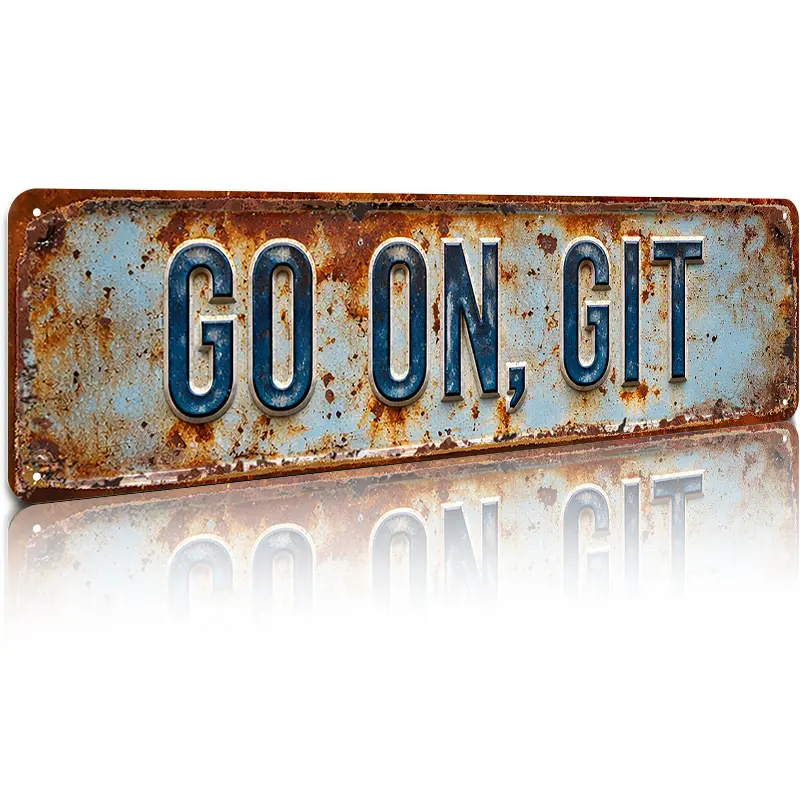 Vintage Metal Sign, 1pcs Go on Git Letter Pattern Metal Sign, Wall Art for Home, Bar, Pub, Cafe Decor, Wall Decor, Vintage Garage Signs Decoration Items Homedecor Cool Design