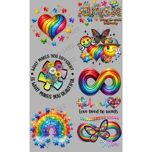 AUTISM (13) PREMADE GANGSHEET - 22X36 DTF TRANSFERS - DIRECT TO FILM