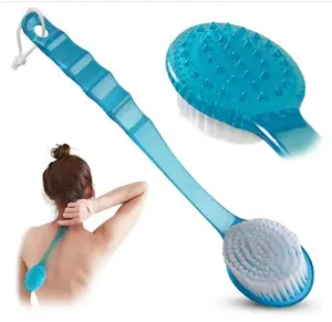Long Handle Back Bath Brush – Exfoliating Shower Body Scrubber with Soft Nylon Bristles for Back, Body & Feet Personal Cleaning