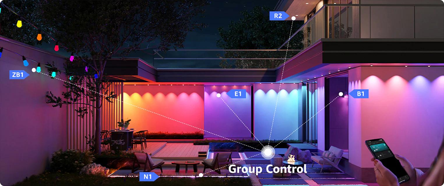 Lepro AI Permanent Outdoor Lights E1-60 100ft with 60 Triple-LED RGBIC+Warm/Cool White Smart Lighting App Control Alexa Google Enabled for Christmas Halloween