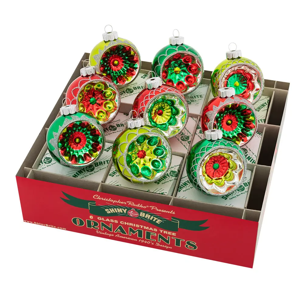 Holiday Splendor Reflector Round Decor Ornaments, 9-Count, 2.5" Size