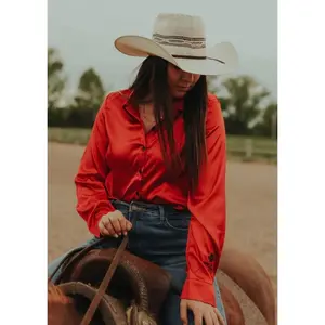 Crimson Satin Rodeo Shirt