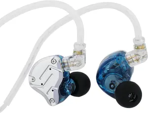 KZ ZS10 Pro, 4BA+1DD 5 Driver in Ear Monitor, Hifi Wired Earbuds, Gaming Earbuds, Hybrid IEM Earphones with Stainless Steel Faceplate, Detachable Cable for Musician (Without Mic, Blue)