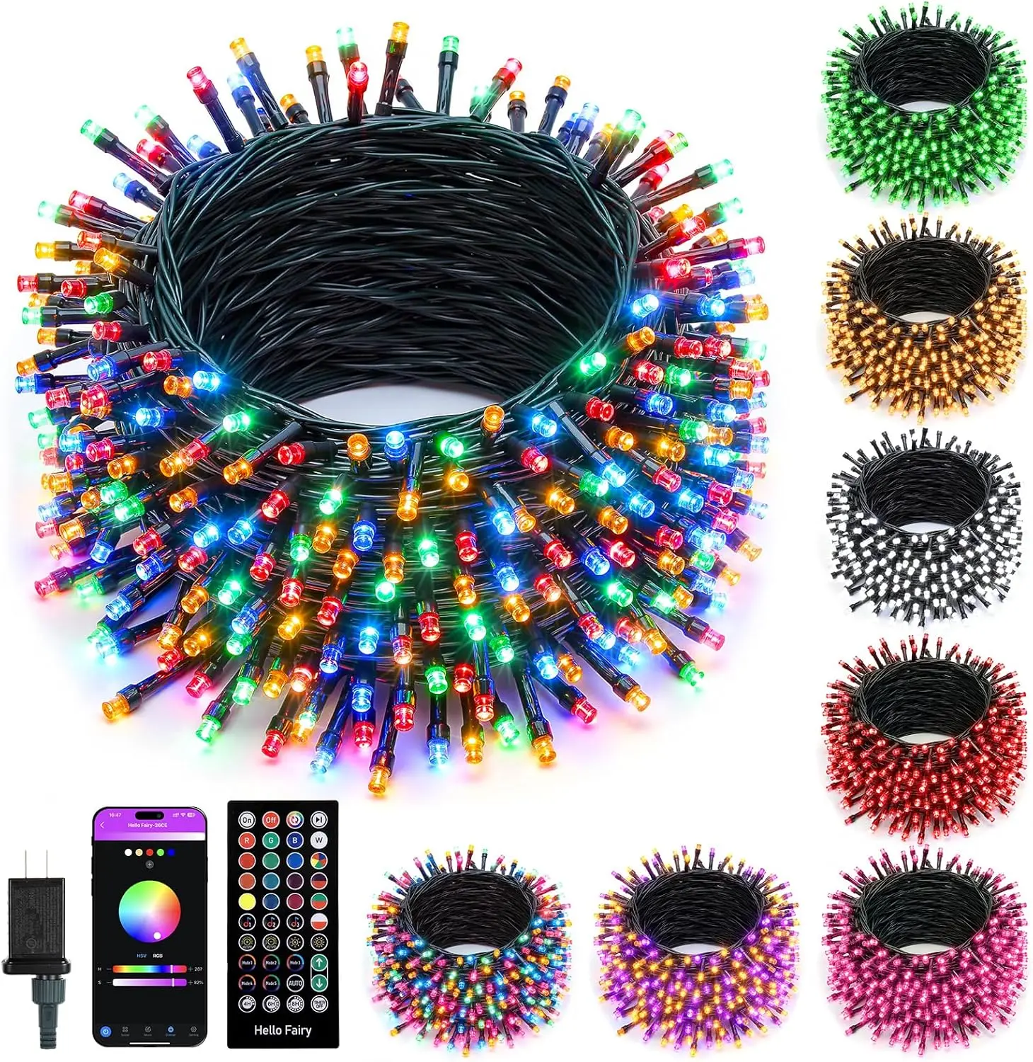 Minetom 82ft 250LED Color Changing Christmas Halloween Tree Lights, LED RGB String Twinkle Lights, 16 Milion Adjustable Colors Smart Fairy Lights with Remote & App & Timer for Xmas Tree Holiday Party