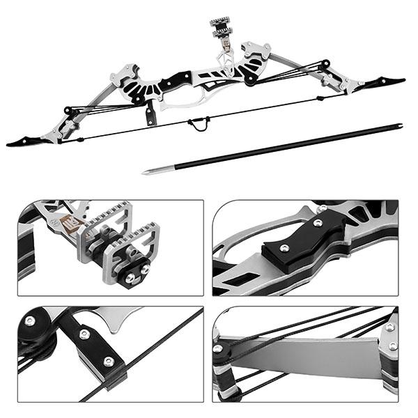 3-Size Mini Stainless Steel Compound Bow & Arrow Set with Pulley System for Beginners Indoor/Outdoor Fun LH/RH Use Ultimate Gift for Teens & Adults