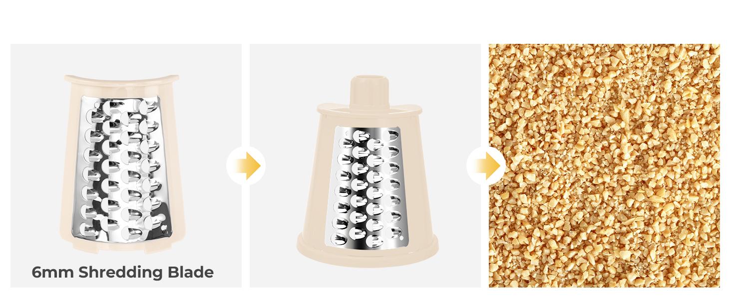 SUSTEAS Stainless Utensils Rotary Food Chopper – 5 Replaceable Blades, Strong Suction Base, BPA-Free, Dishwasher Safe, with Blade Storage Box & Cheese Grater Kitchen Curve cheese grater