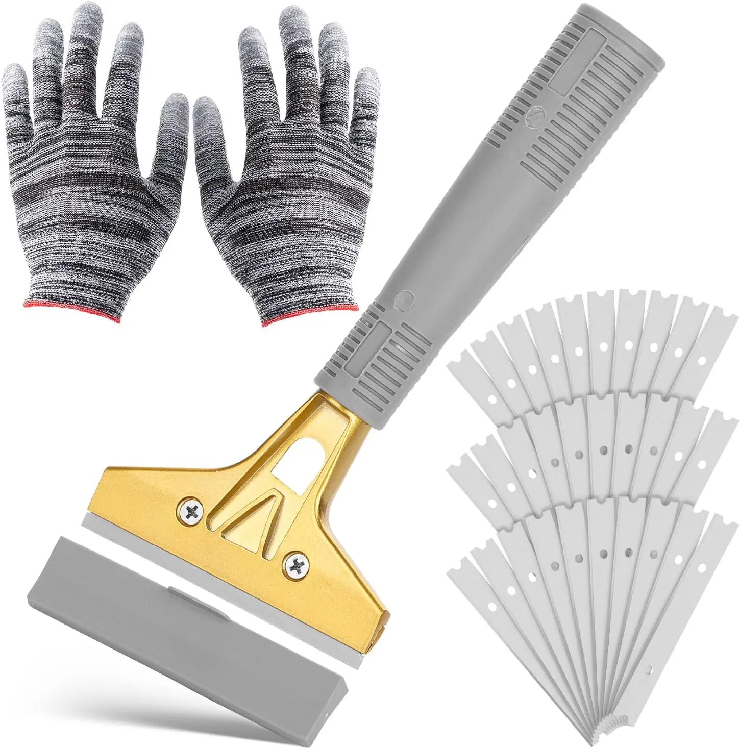 - Razor  Scraper Tool, 4 Inch, Floor Razor Scraper Tool with 30 Extra Carbon Steel  and a Pair of Safety Gloves