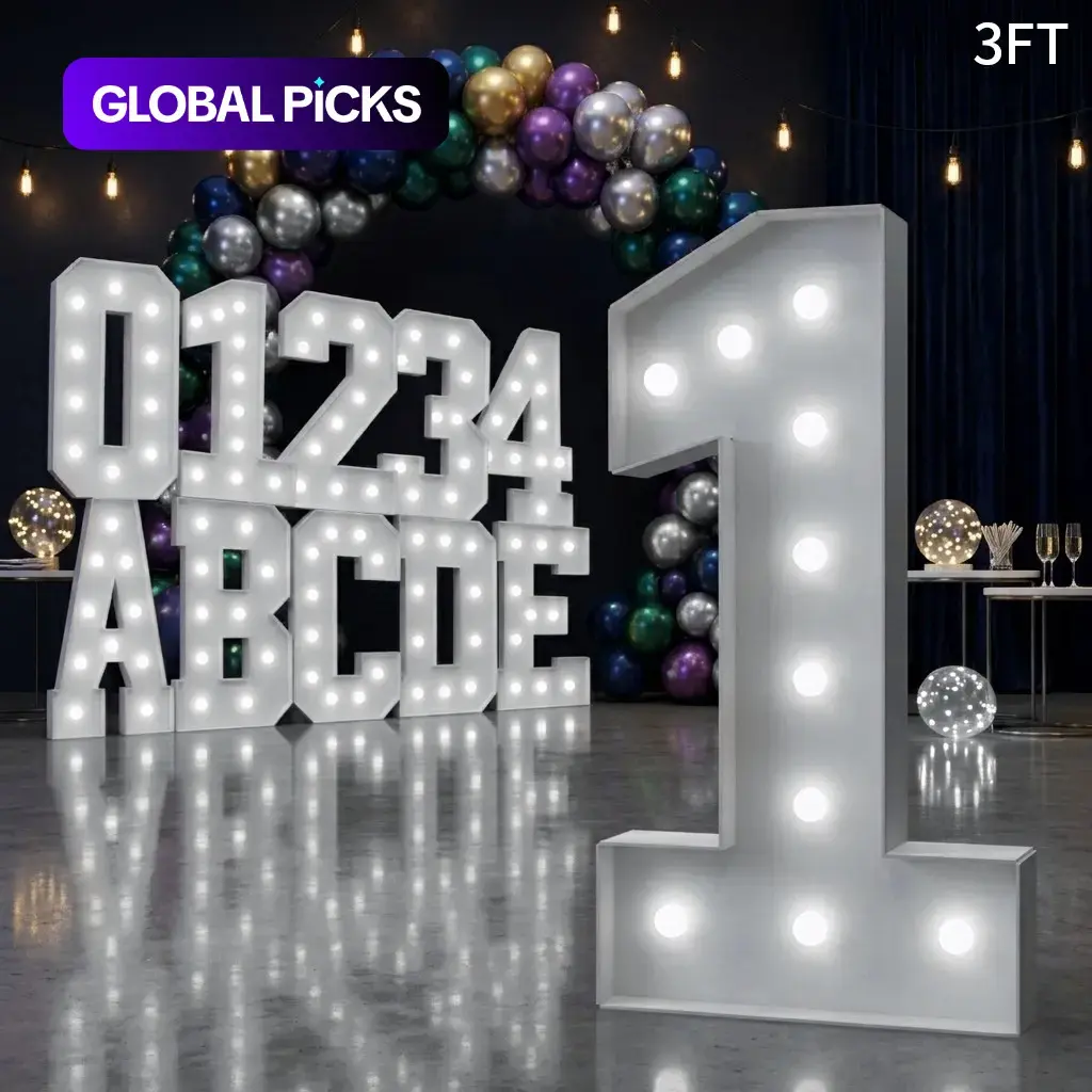 Light-Up Number & Letter, 1 Set Giant Numbers for Anniversary & Graduation Party Decorations, Happy Birthday Decorations, Lighted Party, Party LED Lights, Battery Powered Ornament #GLOBAL PICKS