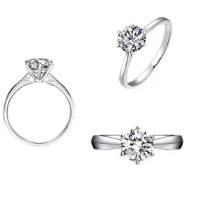 Round Cut Diamond Option Six Prong Hollow Shape Ring