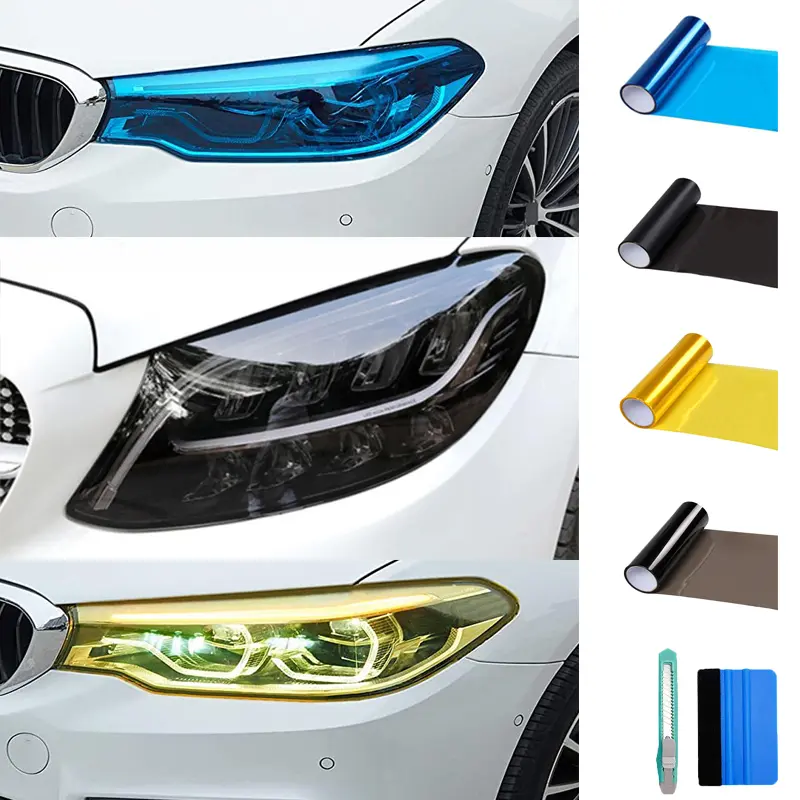1ft x 5ft Extra-Wide Self-Adhesive Vinyl Wrap, Car Wraps with Application Tools, Compatible with Headlights, Tinted Tail Lights, Fog Lights, Car Exterior Accessories