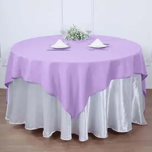 Polyester Square Table Overlay 54"x54" Lavender Lilac - Wrinkle-Resistant Table Topper