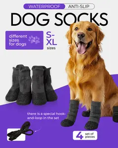 Waterproof Dog Shoes /Socks - Ergonomic Running Shoes & Comfortable Dog Socks – Breathable Elastic Knit, Anti-Slip Rubber Sole for Indoor Floors, Outdoor Hiking & Daily Training