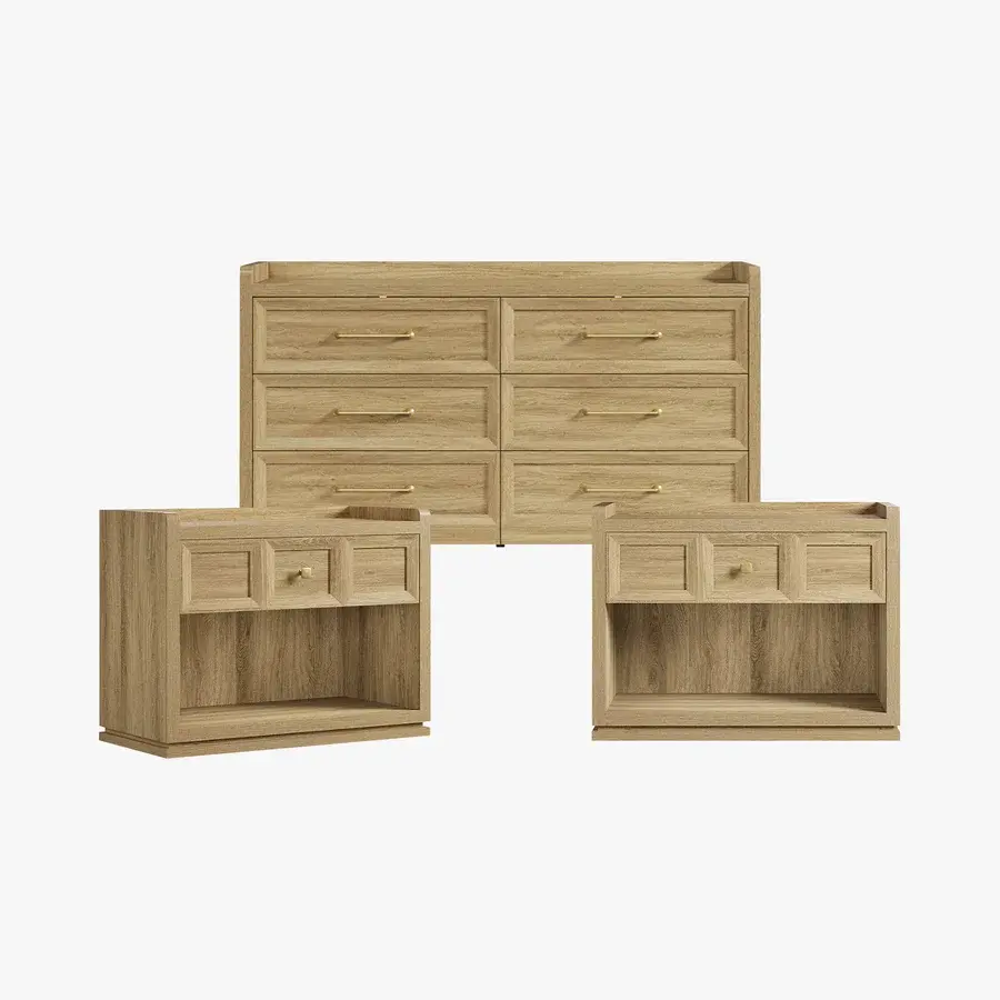 6-Drawer Dresser+Nightstand（Brown Oak）