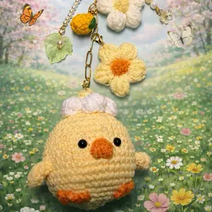 Handmade Crochet Baby Chick keychain Charm